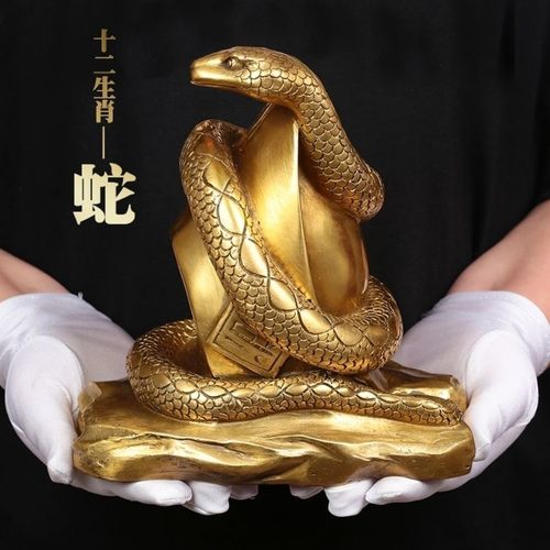 铜蛇金属蛇风水摆件 吉祥物家居装饰品工艺品十二生肖蛇大号