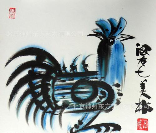 书画名家韩美林动物画十二生肖公鸡书画批发手绘生日礼物